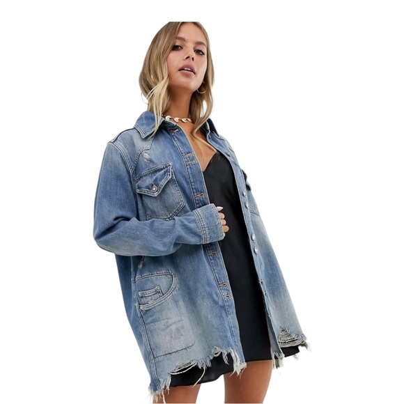 FREE PEOPLE MOONCHILD DENIM SHIRT JACKET SIZE MEDIUM